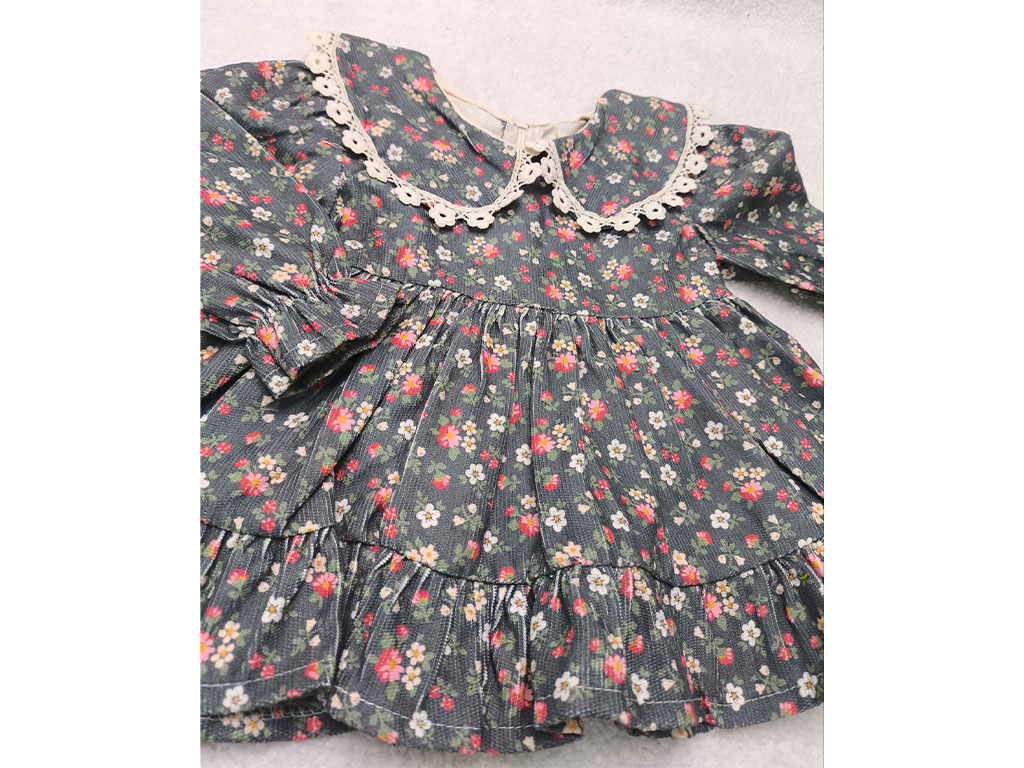 سارافون دخترانه مخمل کبریتی گل دار یقه گلدوزی