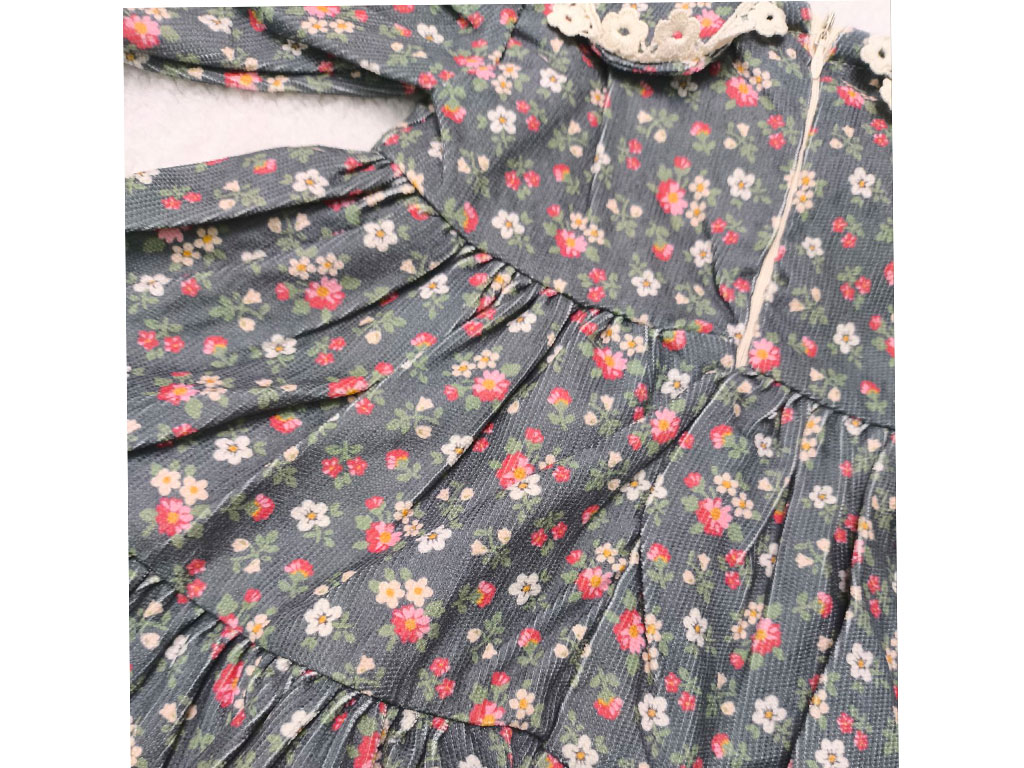 سارافون دخترانه مخمل کبریتی گل دار یقه گلدوزی