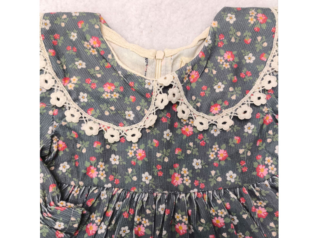 سارافون دخترانه مخمل کبریتی گل دار یقه گلدوزی