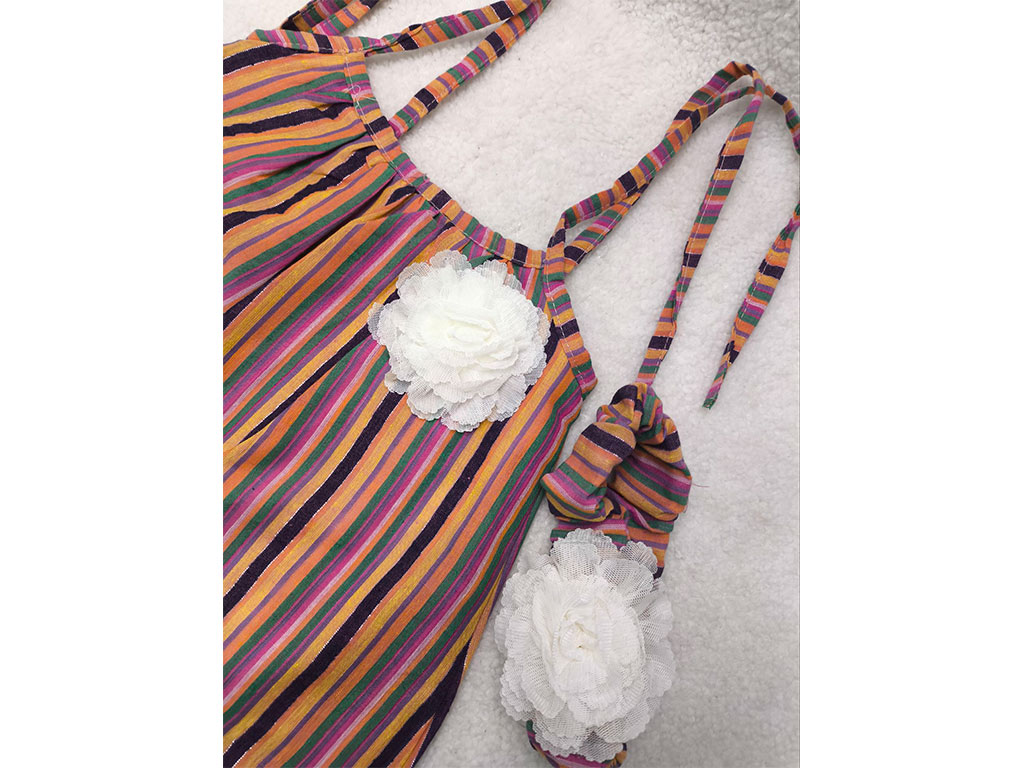 سارافون بند دار هاوایی رنگ طرح گل هدبند دار