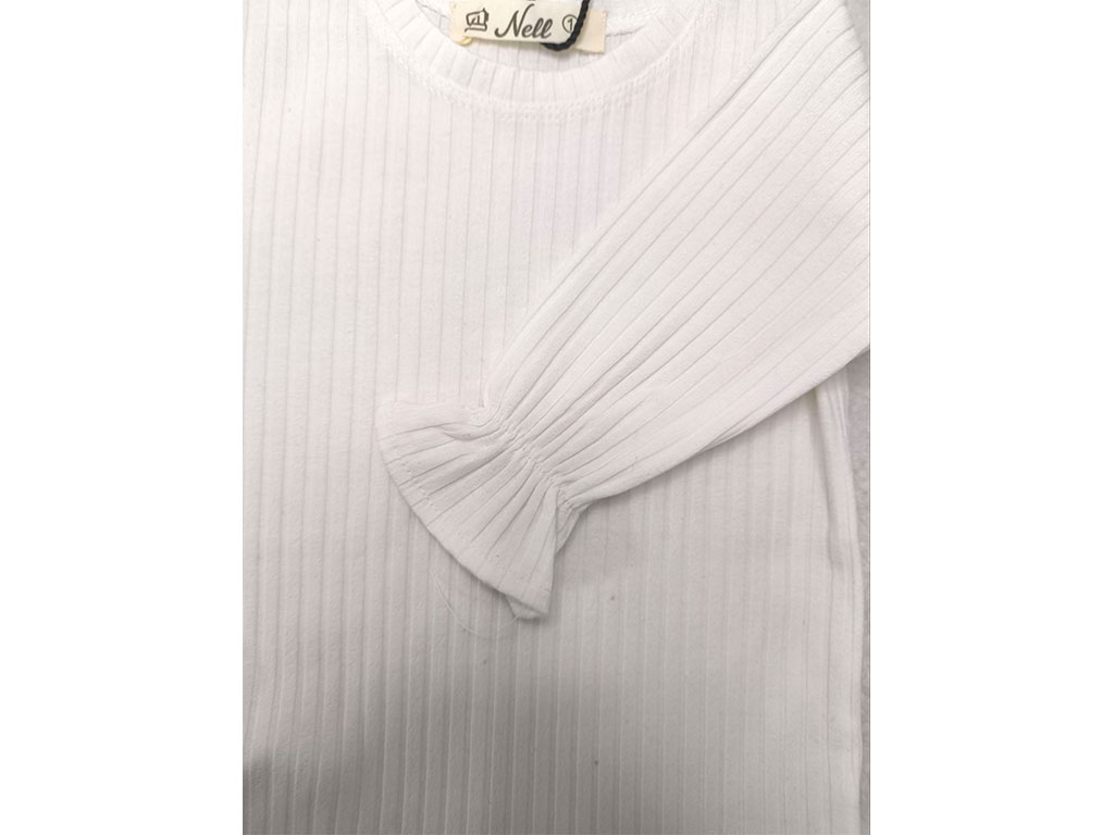 بادی آستین دار دخترانه مدل یقه گرد سفید رنگ کبریتی