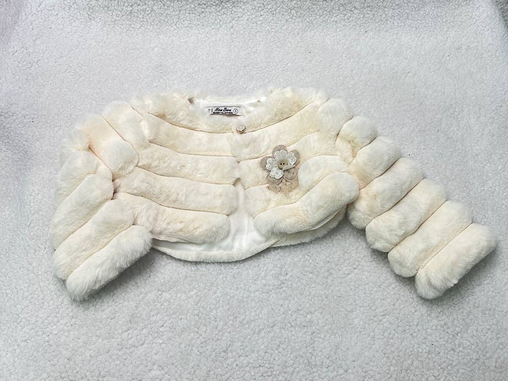 کت و سارافون نوزادی دخترانه پارچه پولک دار کرم نیوبرن New Born