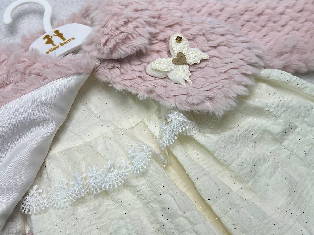 کت و سارافون نوزادی دخترانه پارچه طرح اکلیلی نیوبرن New Born