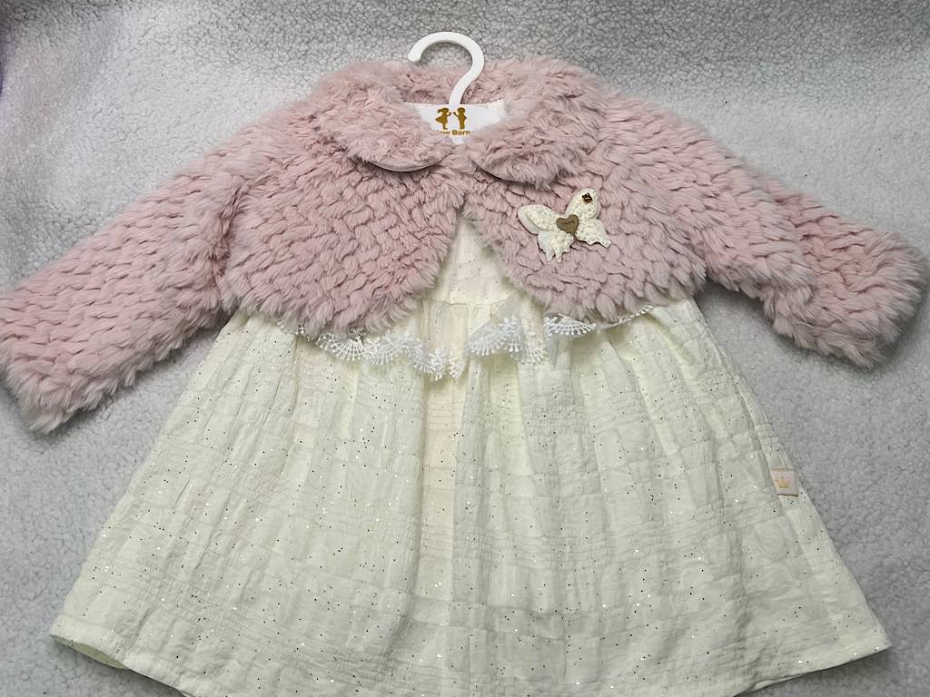 کت و سارافون نوزادی دخترانه پارچه طرح اکلیلی نیوبرن New Born