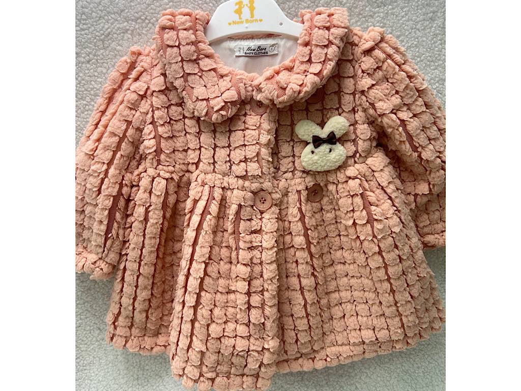 پالتو نوزادی رنگ  گلبهی دخترانه طرح خرگوش New Born