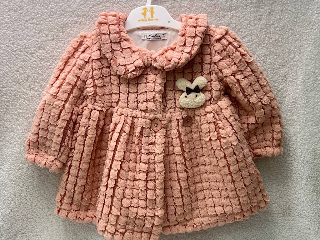 پالتو نوزادی رنگ  گلبهی دخترانه طرح خرگوش New Born