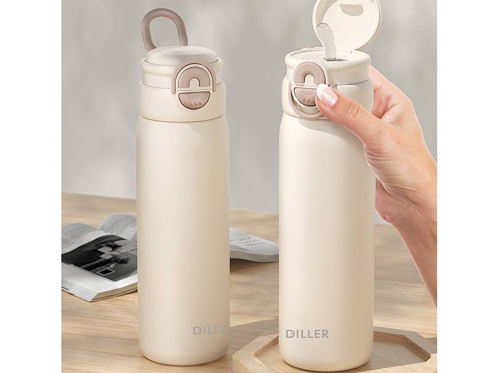فلاسک دوکاره نی دار و آسان پوش استیل با حجم 650 میلی لیتر Diller