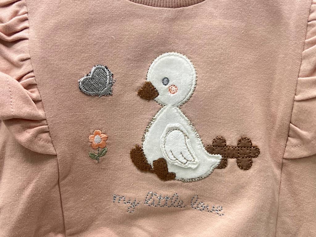 ست بلوز و شلوار  گلبهی گلدوزی شده طرح اردک vira