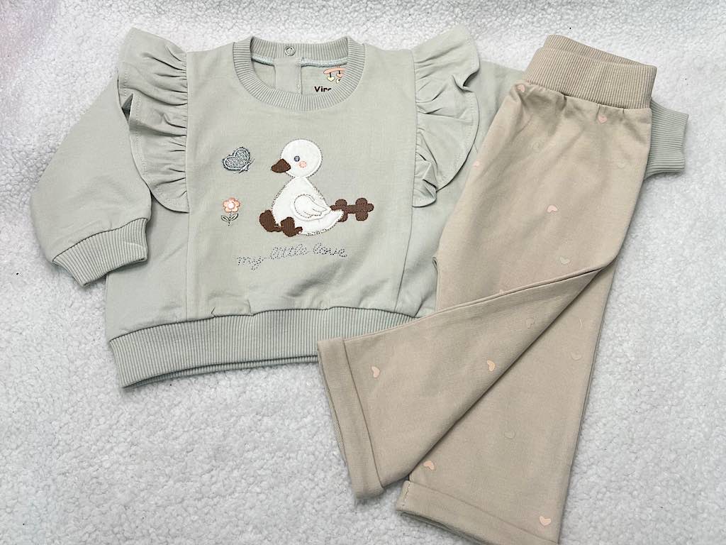 ست بلوز و شلوار  گلدوزی شده طرح اردک vira