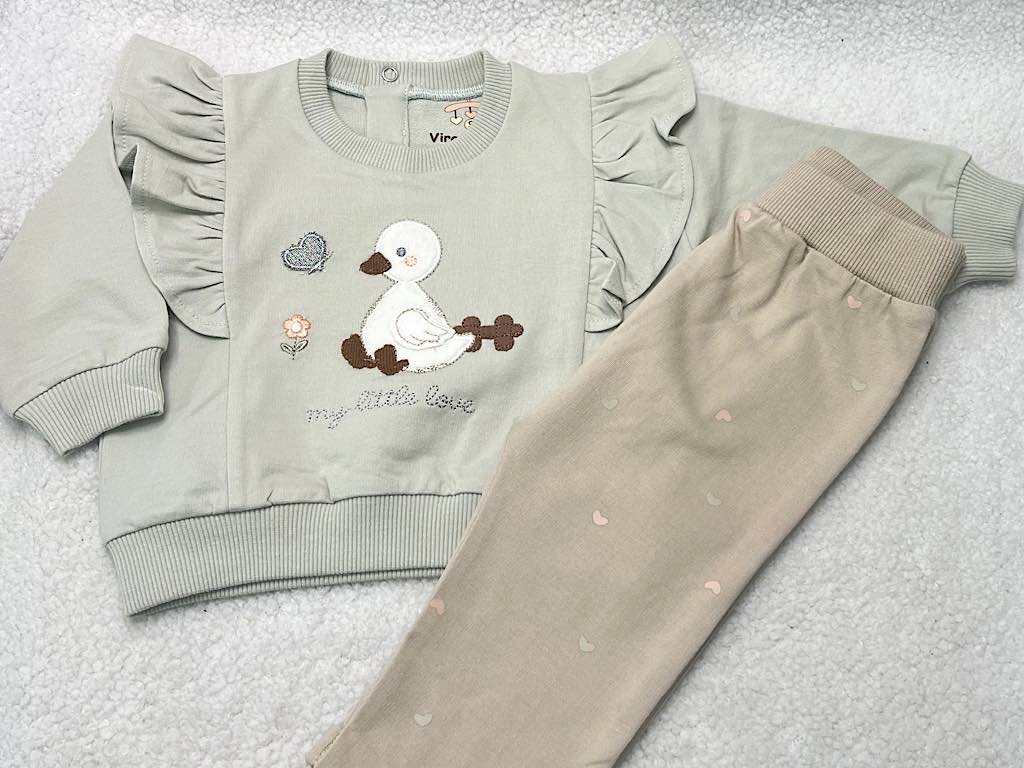 ست بلوز و شلوار  گلدوزی شده طرح اردک vira