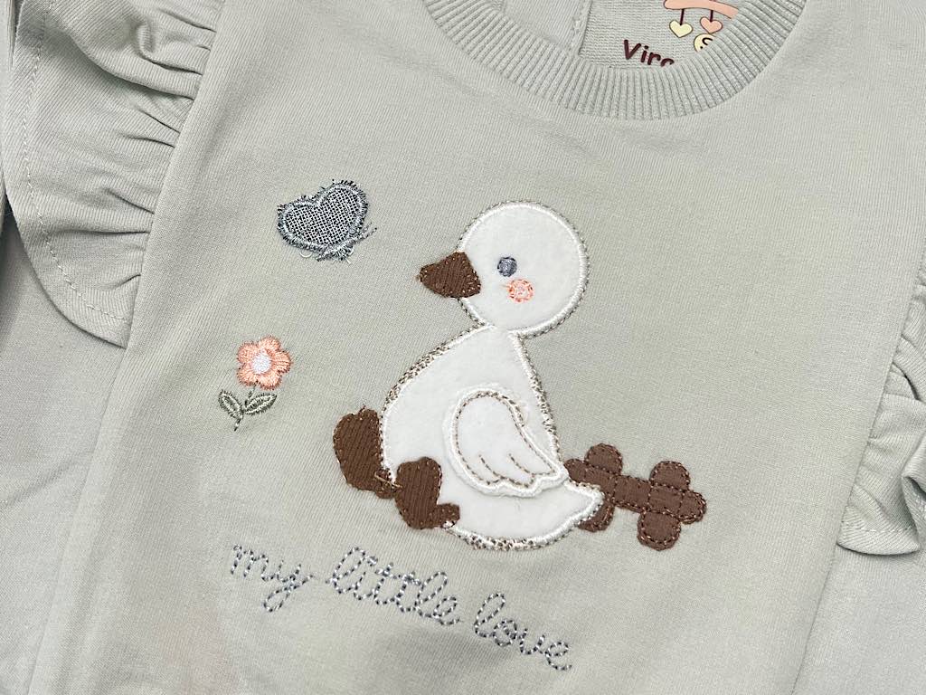 ست بلوز و شلوار  گلدوزی شده طرح اردک vira