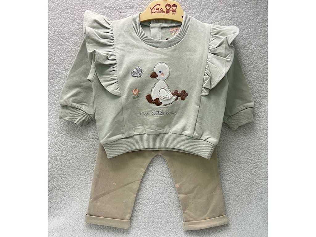 ست بلوز و شلوار  گلدوزی شده طرح اردک vira