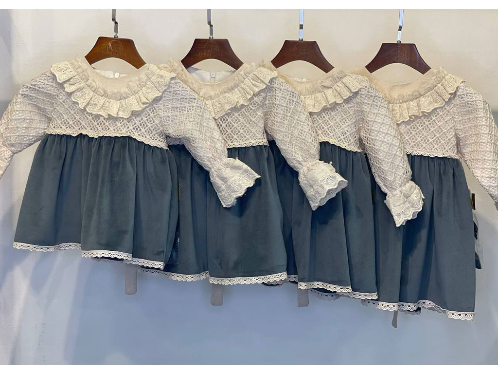 سارافون نوزادی رنگ کله غازی دخترانه مخمل بالا گیپور