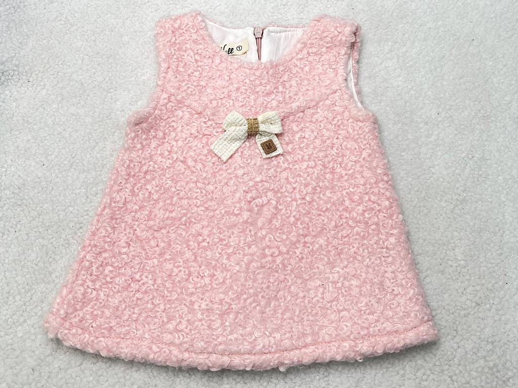 سارافون فوتر صورتی روشن  دخترانه زیپ دار طرح پاپیون گیره