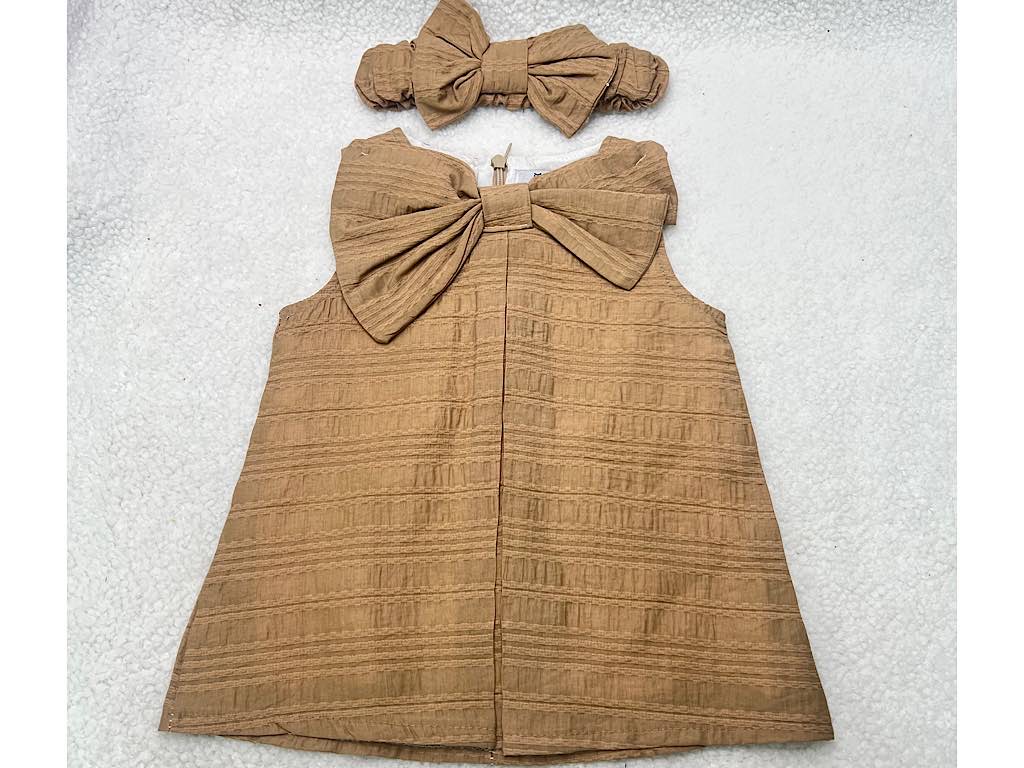 سارافون پاپیون بزرگ شکلاتی هدبند دار بدون آستین