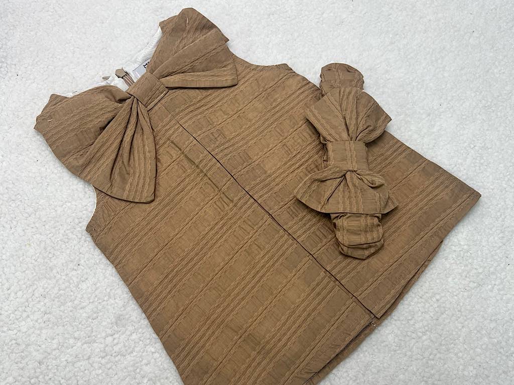 سارافون پاپیون بزرگ شکلاتی هدبند دار بدون آستین