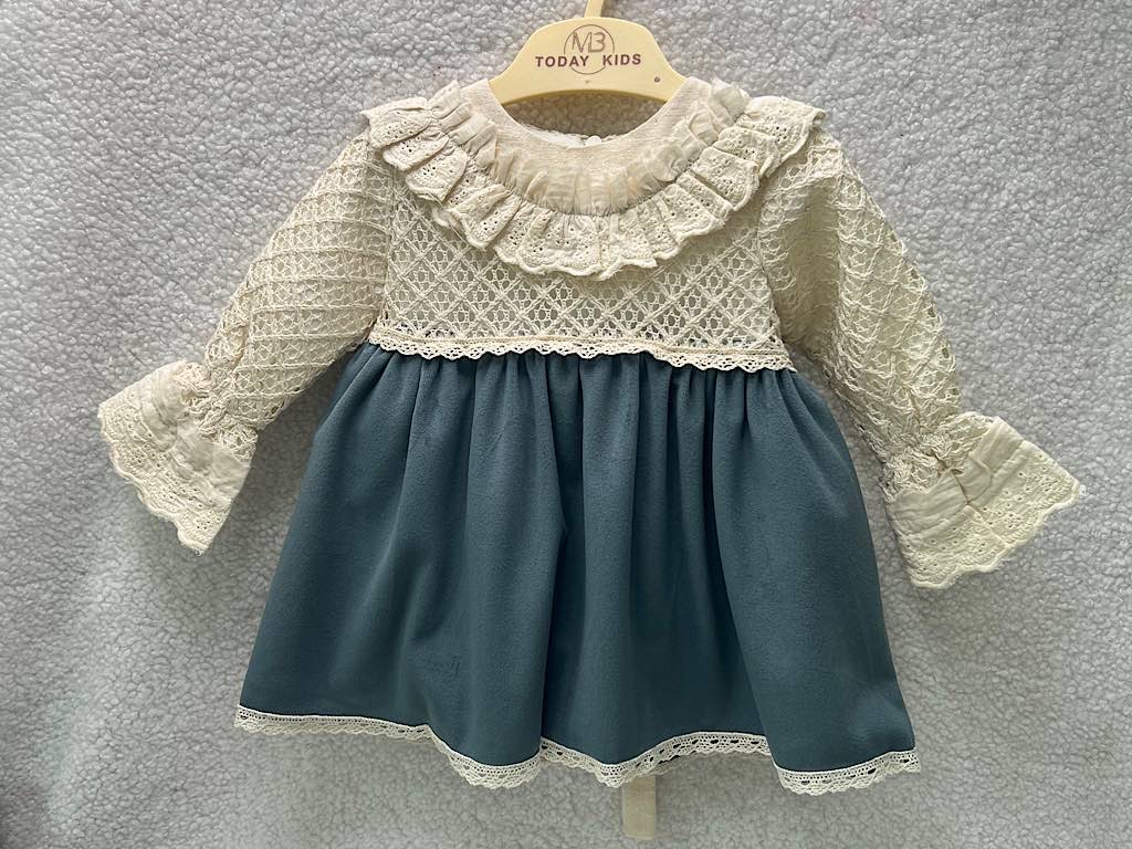 سارافون نوزادی رنگ کله غازی دخترانه مخمل بالا گیپور