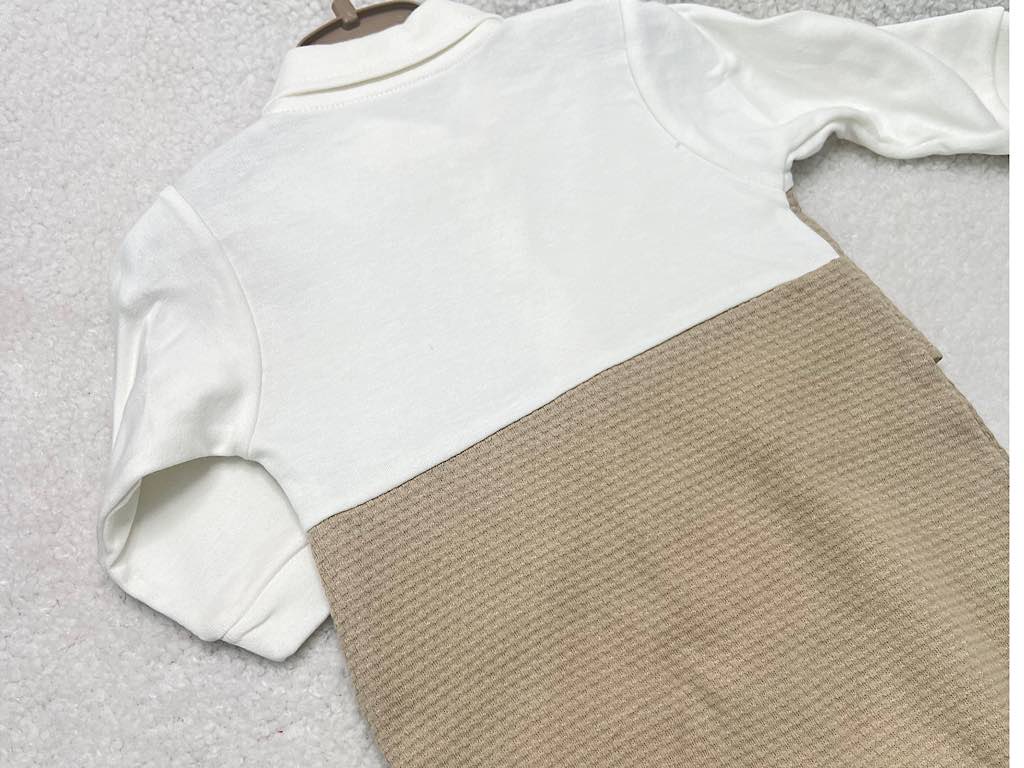 سرهمی جوراب و جلیقه دار نوزادی پسرانه نسکافه ای  بب لینا BEBELINNA