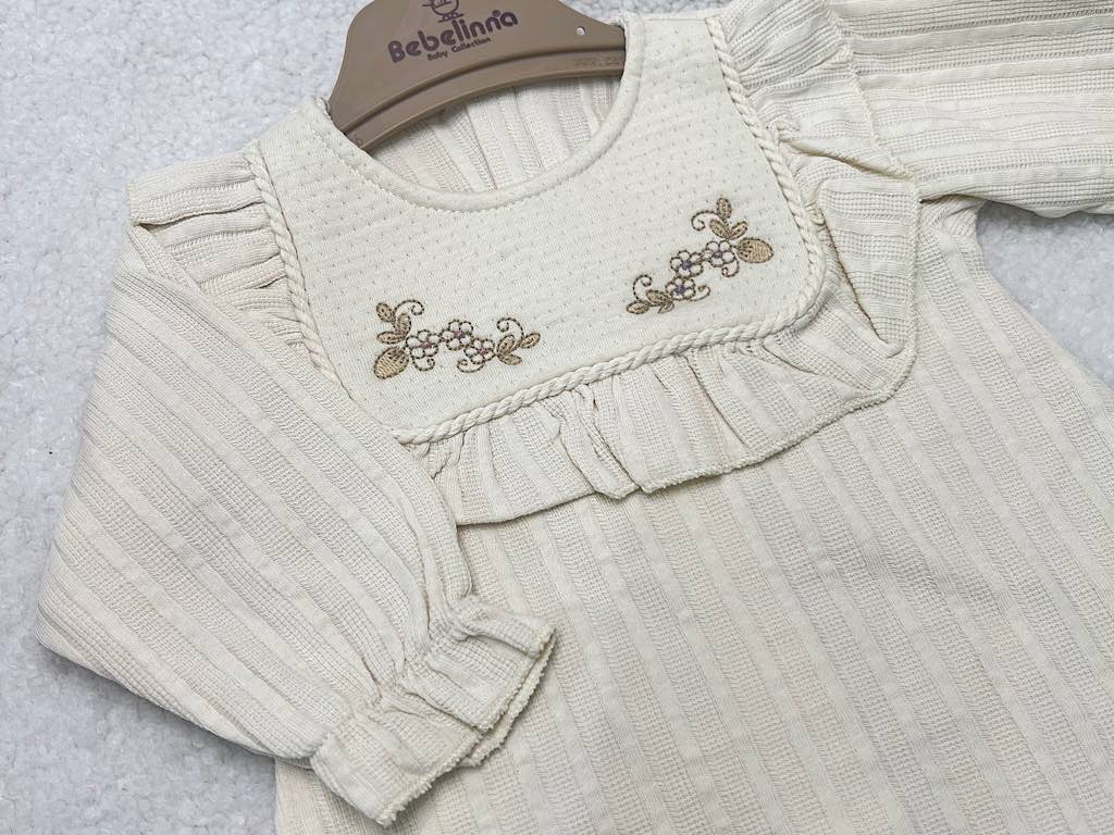 سرهمی نوزادی دخترانه کرم رنگ بب لینا BEBELINNA