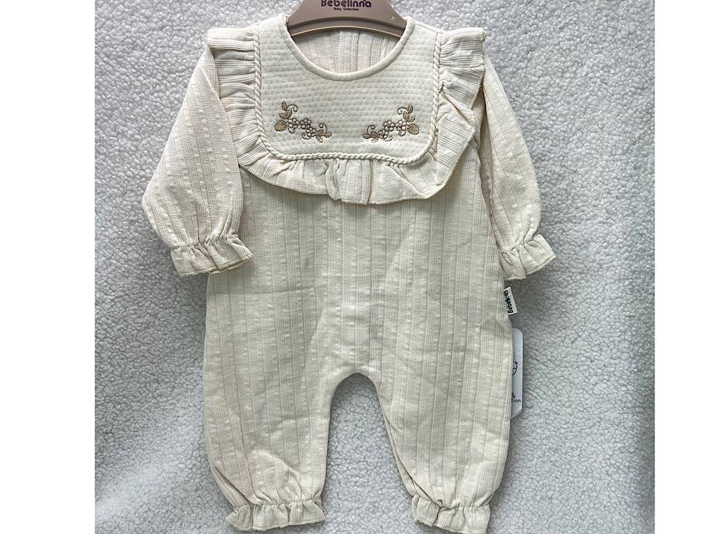 سرهمی نوزادی دخترانه کرم رنگ بب لینا BEBELINNA