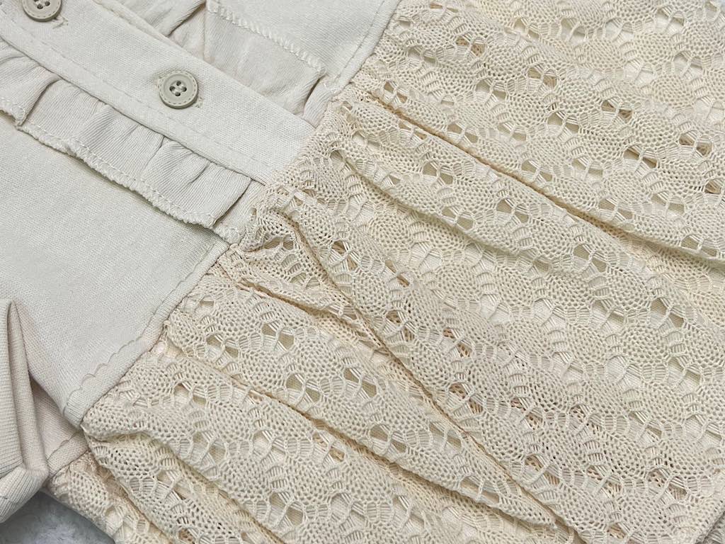 سرهمی دامن تور دار و جورابدار  نوزادی دخترانه کرم رنگ بب لینا BEBELINNA