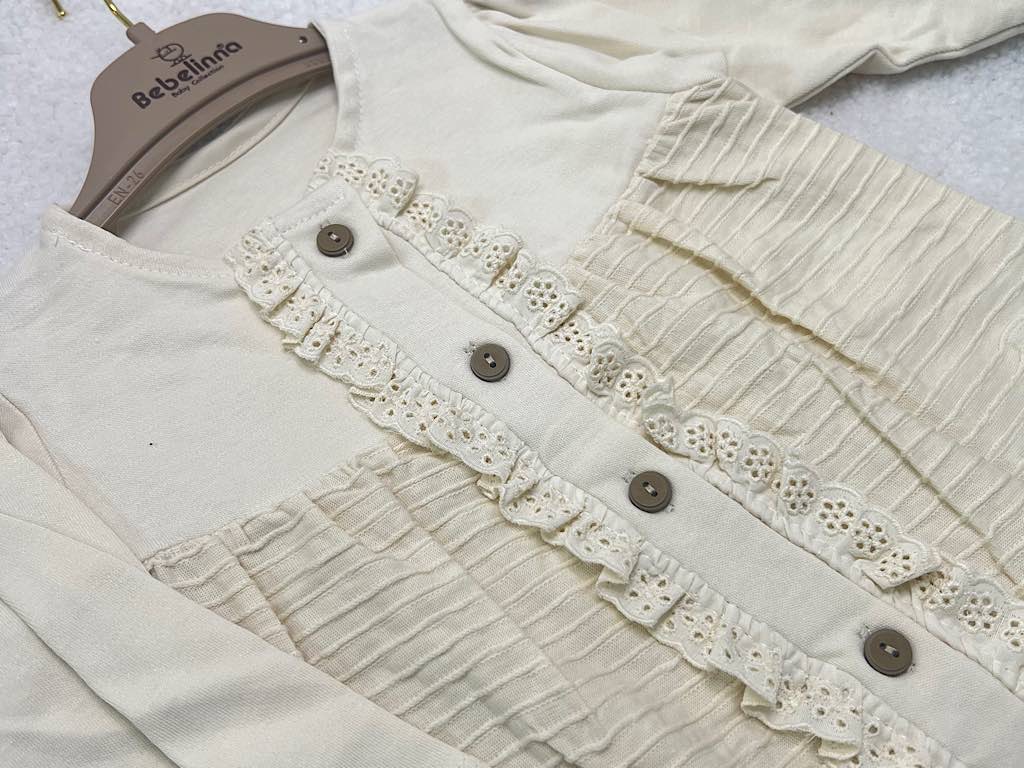 سرهمی نوزادی دخترانه کرم رنگ بب لینا BEBELINNA