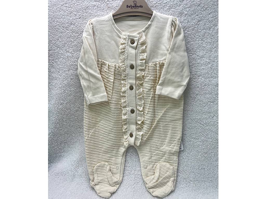 سرهمی نوزادی دخترانه کرم رنگ بب لینا BEBELINNA