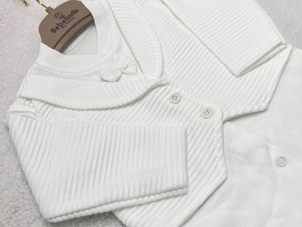 سرهمی جوراب و جلیقه دار نوزادی پسرانه شیری بب لینا BEBELINNA