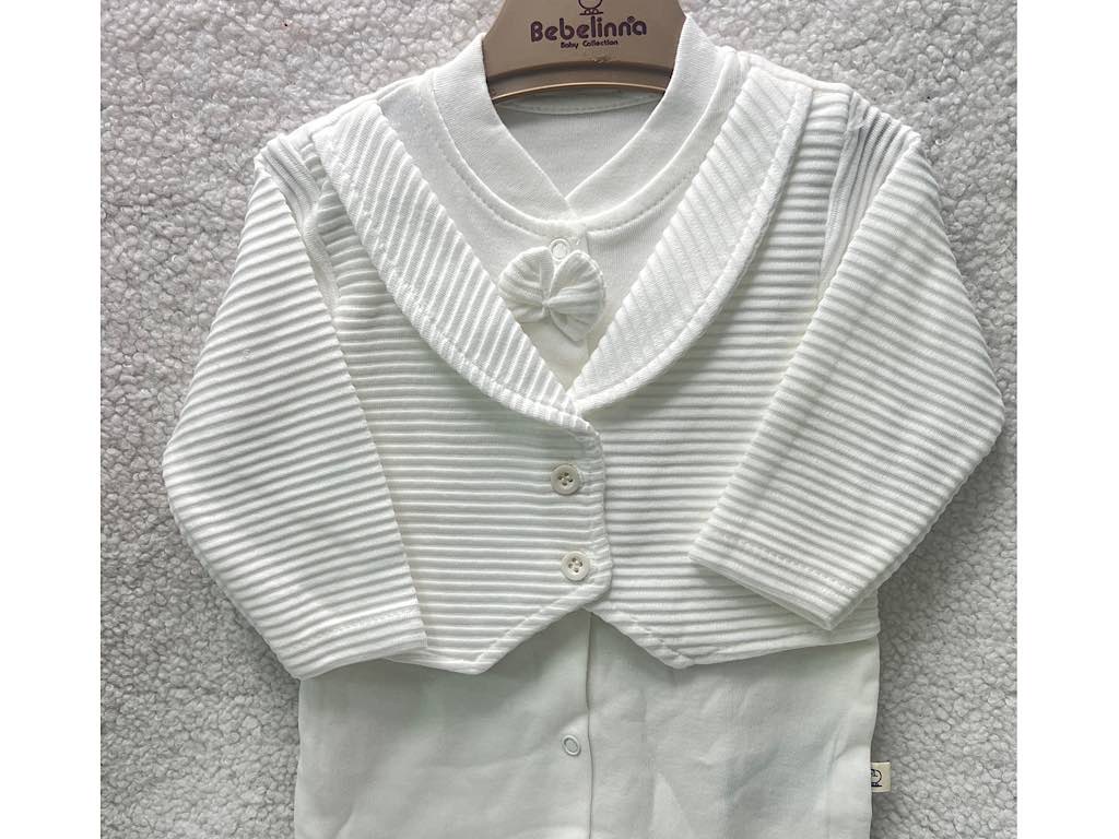 سرهمی جوراب و جلیقه دار نوزادی پسرانه شیری بب لینا BEBELINNA