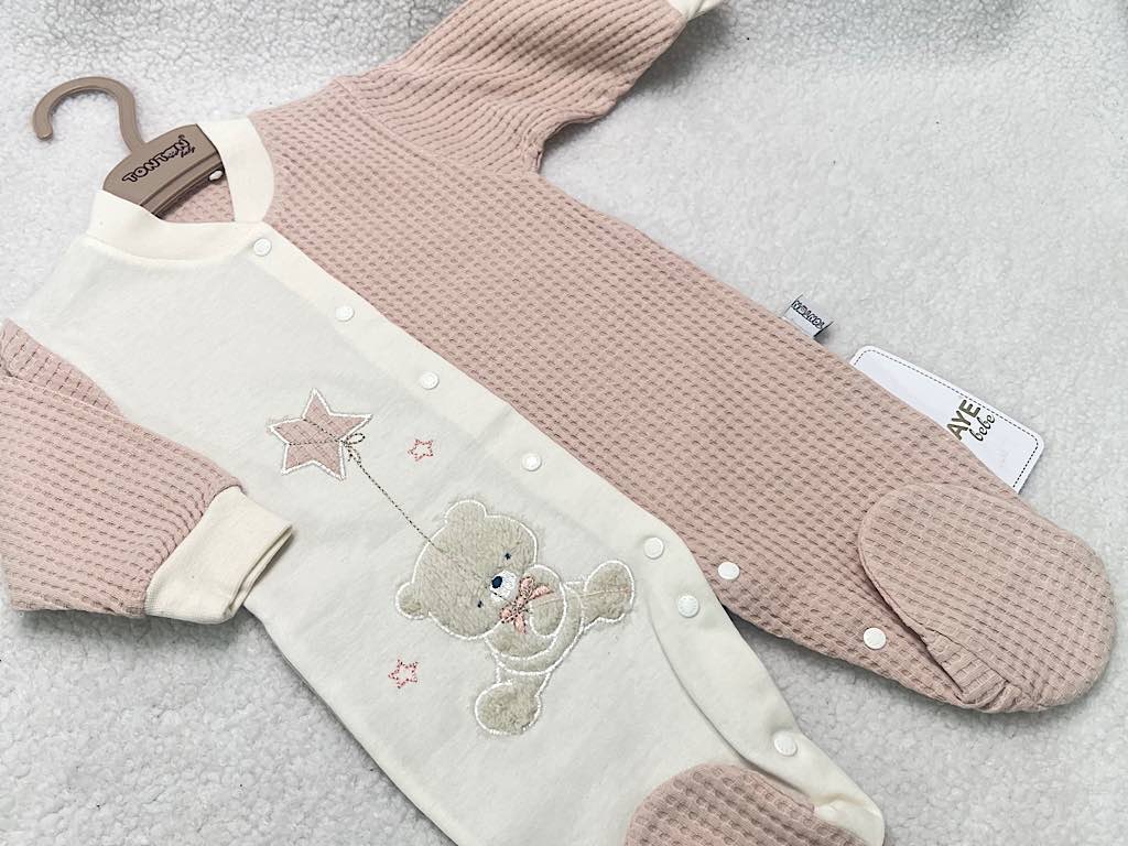 سرهمی جوراب دار نوزادی پسرانه بیسکویتی کالباسی طرح خرس و ستاره TONTON