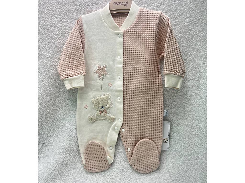 سرهمی جوراب دار نوزادی پسرانه بیسکویتی کالباسی طرح خرس و ستاره TONTON
