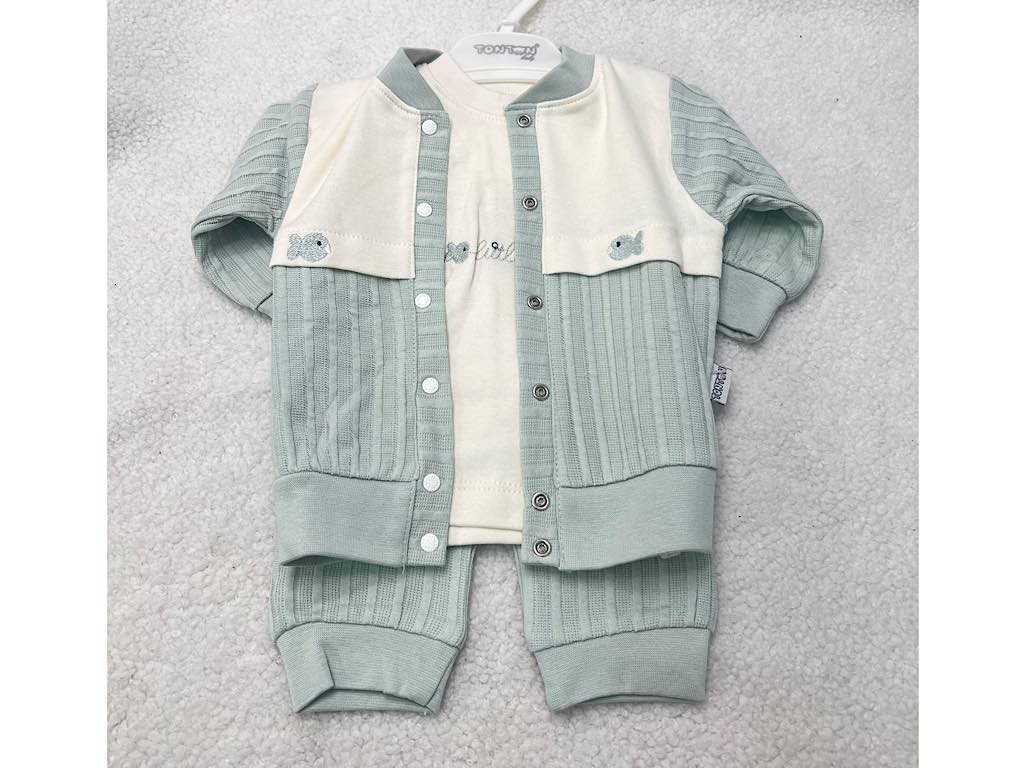 ست 3 تکه نوزادی طرح  ماهی tonton ترکیه