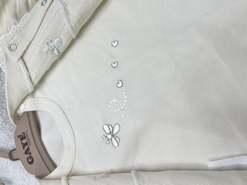 ست 3 تکه نوزادی دخترانه  طرح  زنبور و گل G.a.y.e ترکیه