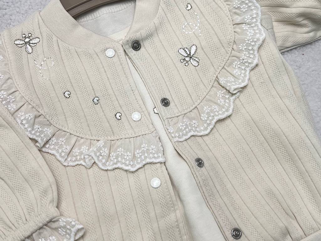 ست 3 تکه نوزادی دخترانه  طرح  زنبور و گل G.a.y.e ترکیه