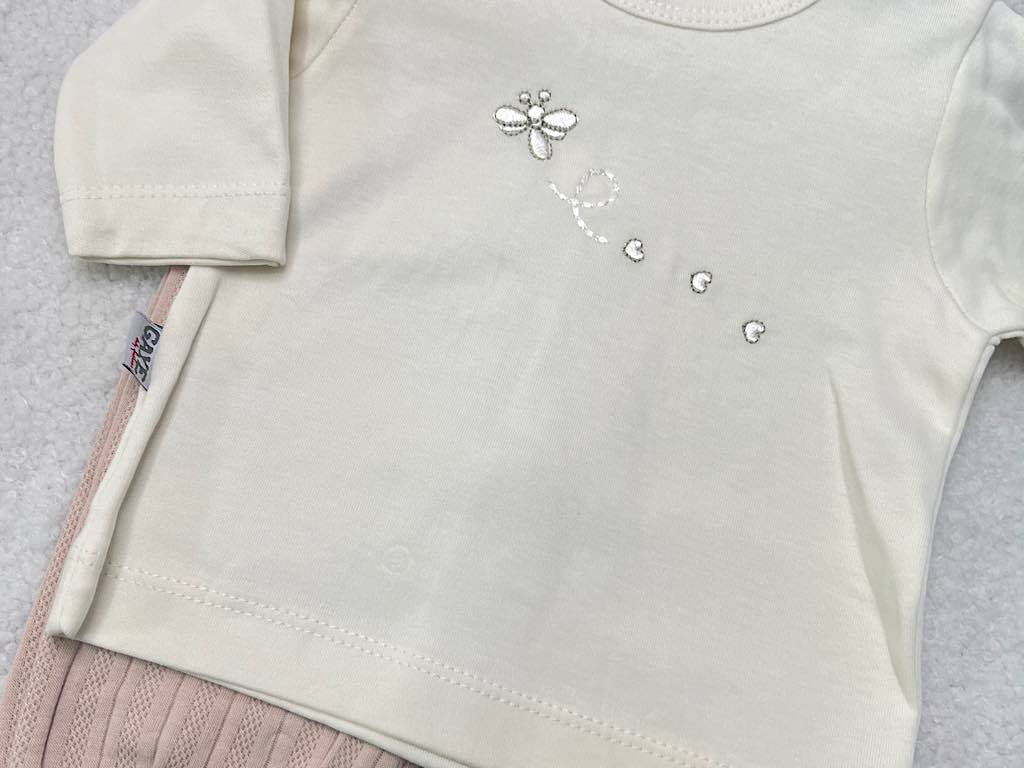 ست 3 تکه نوزادی دخترانه  طرح  زنبور و گل G.a.y.e ترکیه