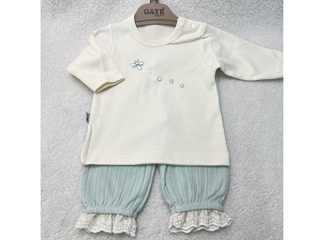 ست 3 تکه نوزادی دخترانه  طرح  زنبور و گل G.a.y.e ترکیه