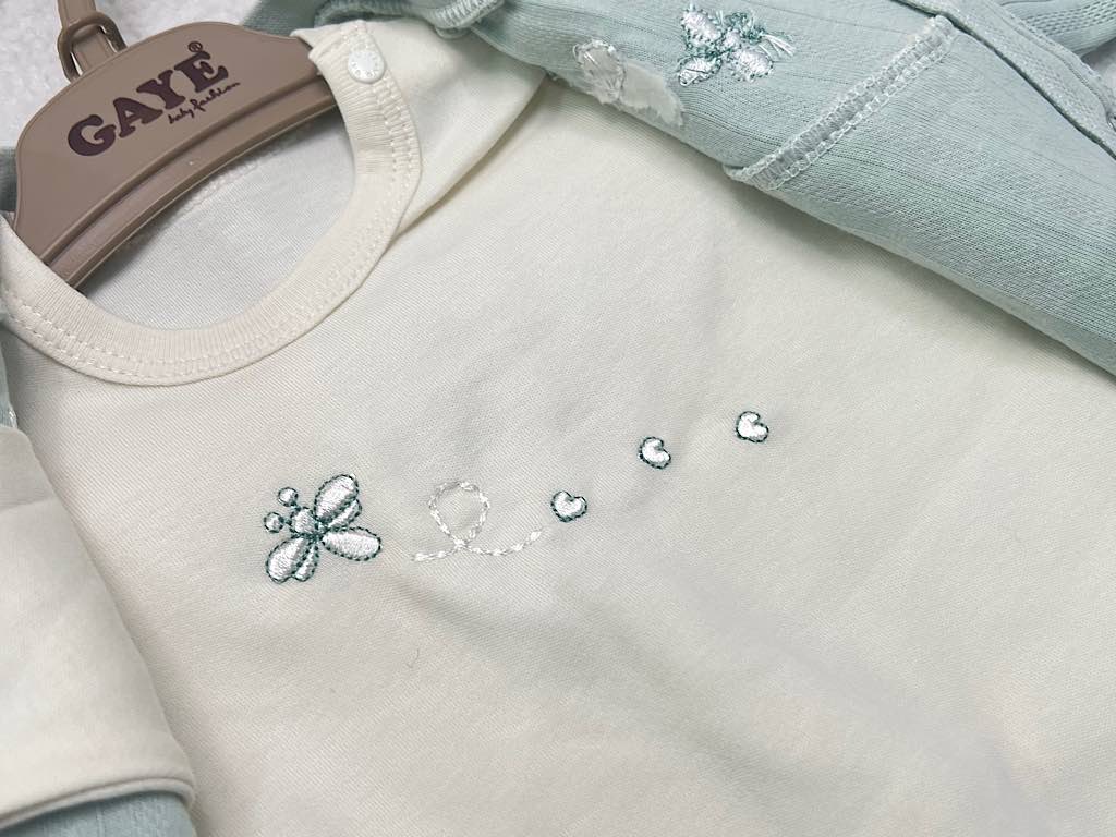 ست 3 تکه نوزادی دخترانه  طرح  زنبور و گل G.a.y.e ترکیه