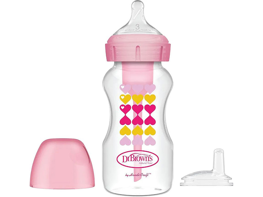 شیشه شیر آنتی کولیک 270 میلی لیتر دهانه عریض دکتر براون DR BROWNS دارای سری آبمیوه خوری