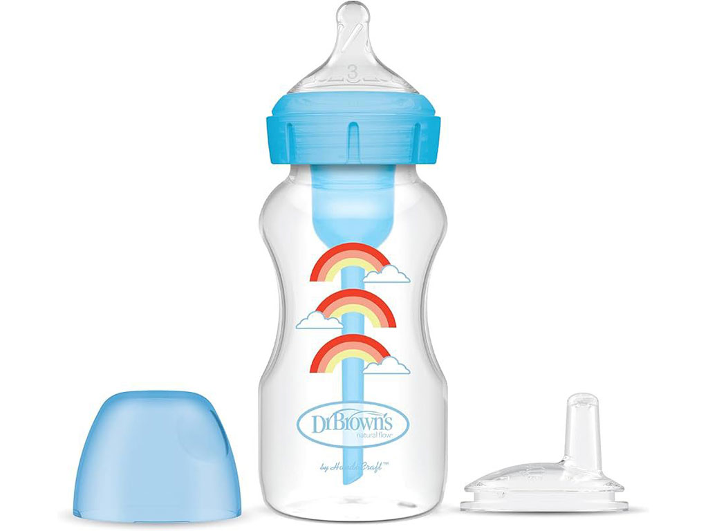 شیشه شیر آنتی کولیک 270 میلی لیتر دهانه عریض دکتر براون DR BROWNS دارای سری آبمیوه خوری