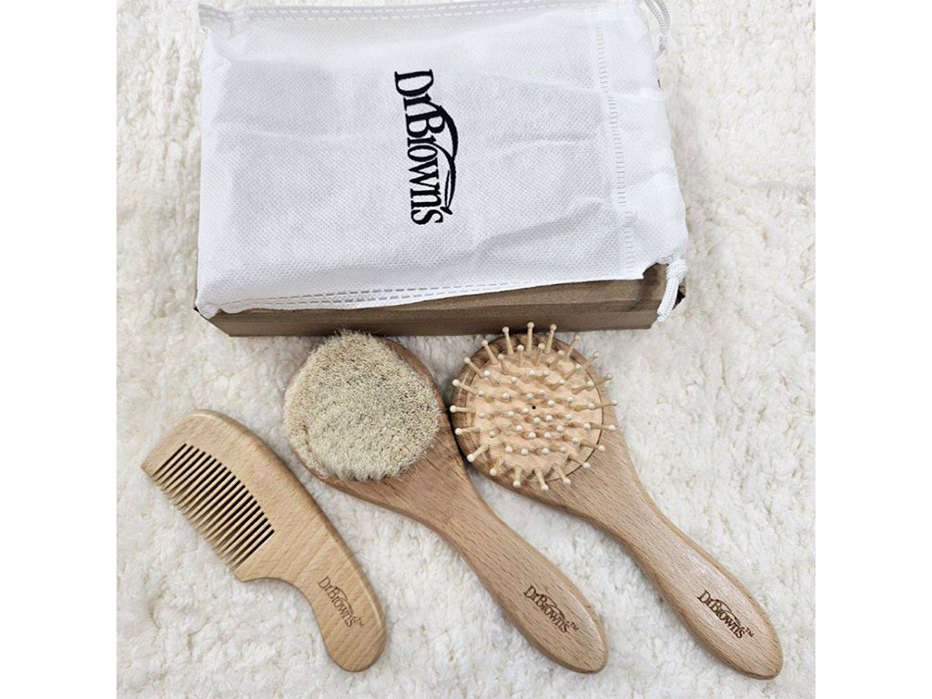 ست شانه و برس چوبی نوزادی دکتر براون dr brown