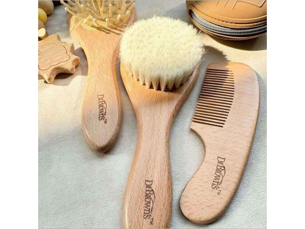 ست شانه و برس چوبی نوزادی دکتر براون dr brown