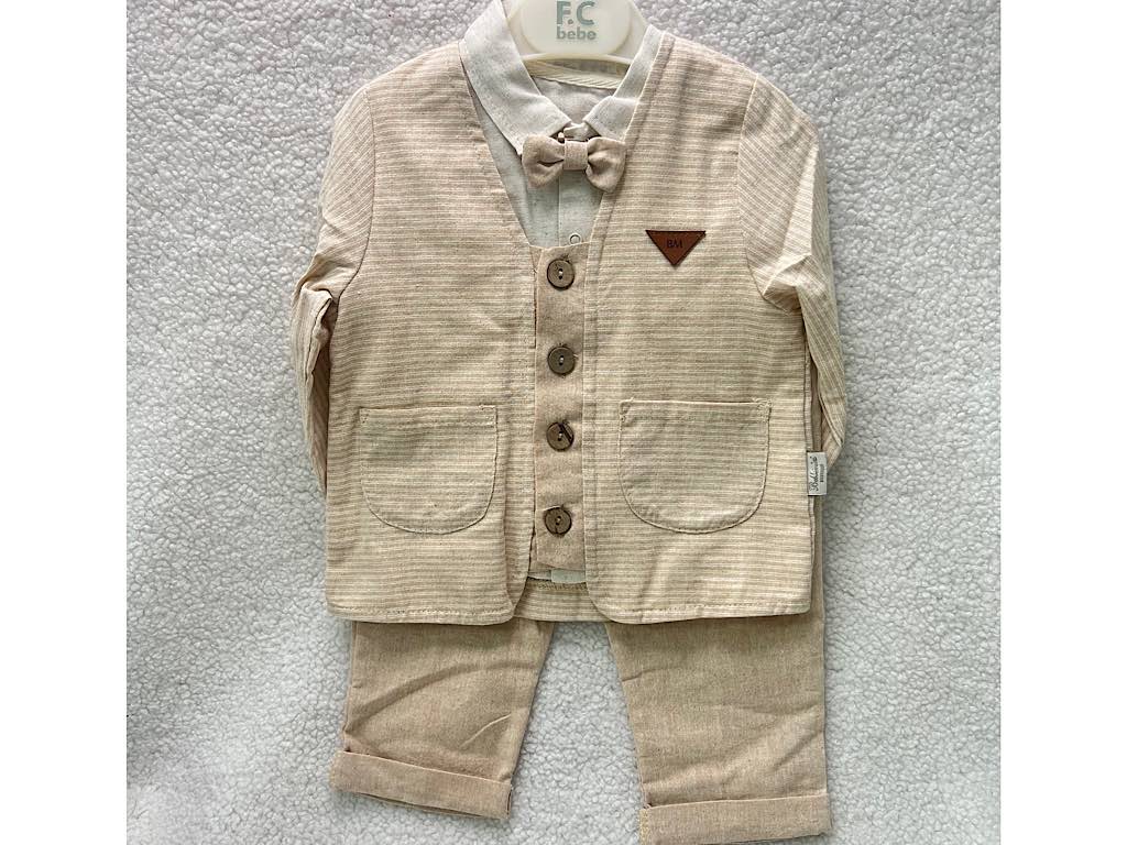 ست مجلسی کت و شلوار و شومیز و پاپیون نوزادی f.c bebe ترکیه