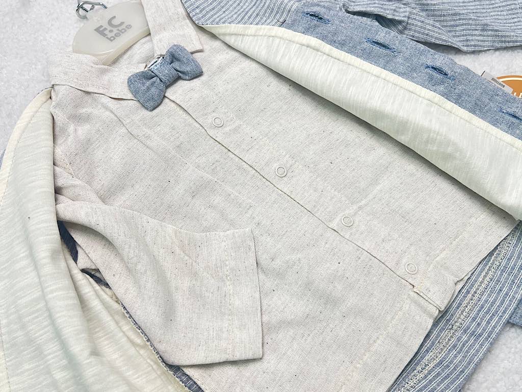 ست مجلسی کت و شلوار و شومیز و پاپیون نوزادی f.c bebe ترکیه