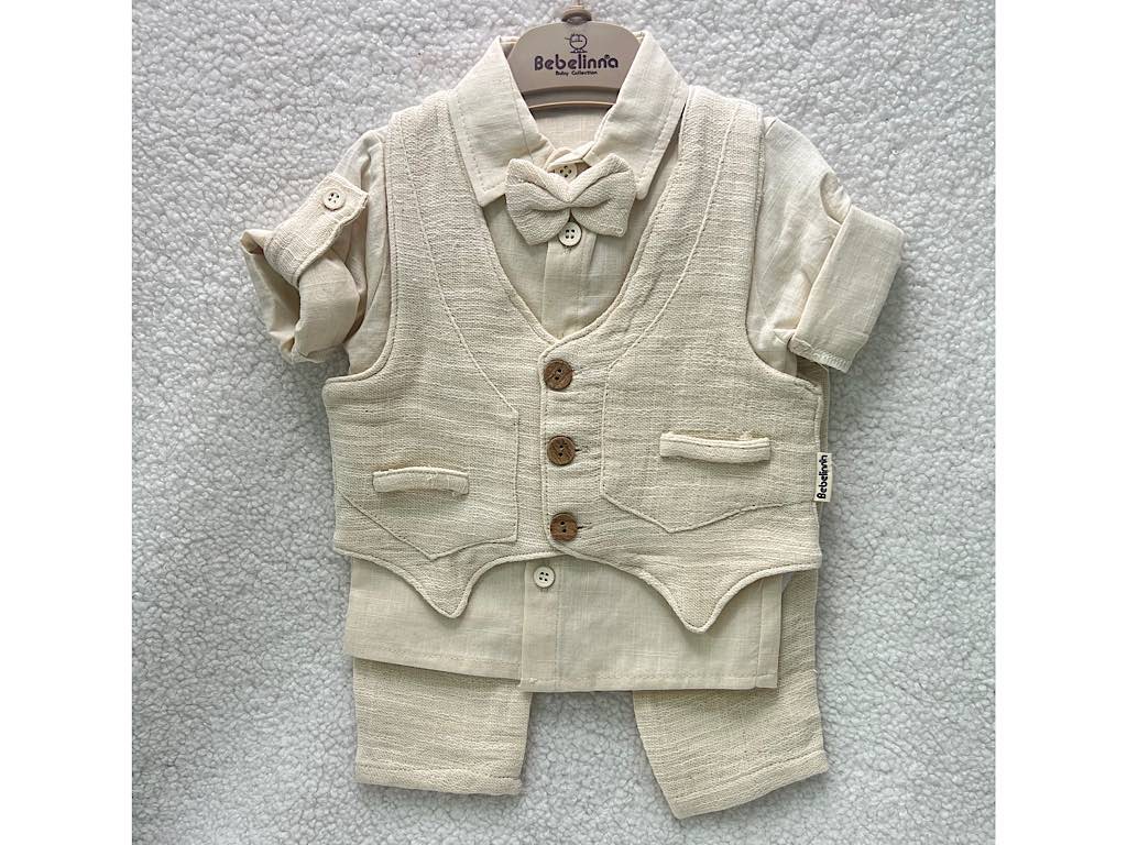 ست مجلسی شومیز و شلوار و جلیقه با پاپیون نوزادی bebelinna ترکیه