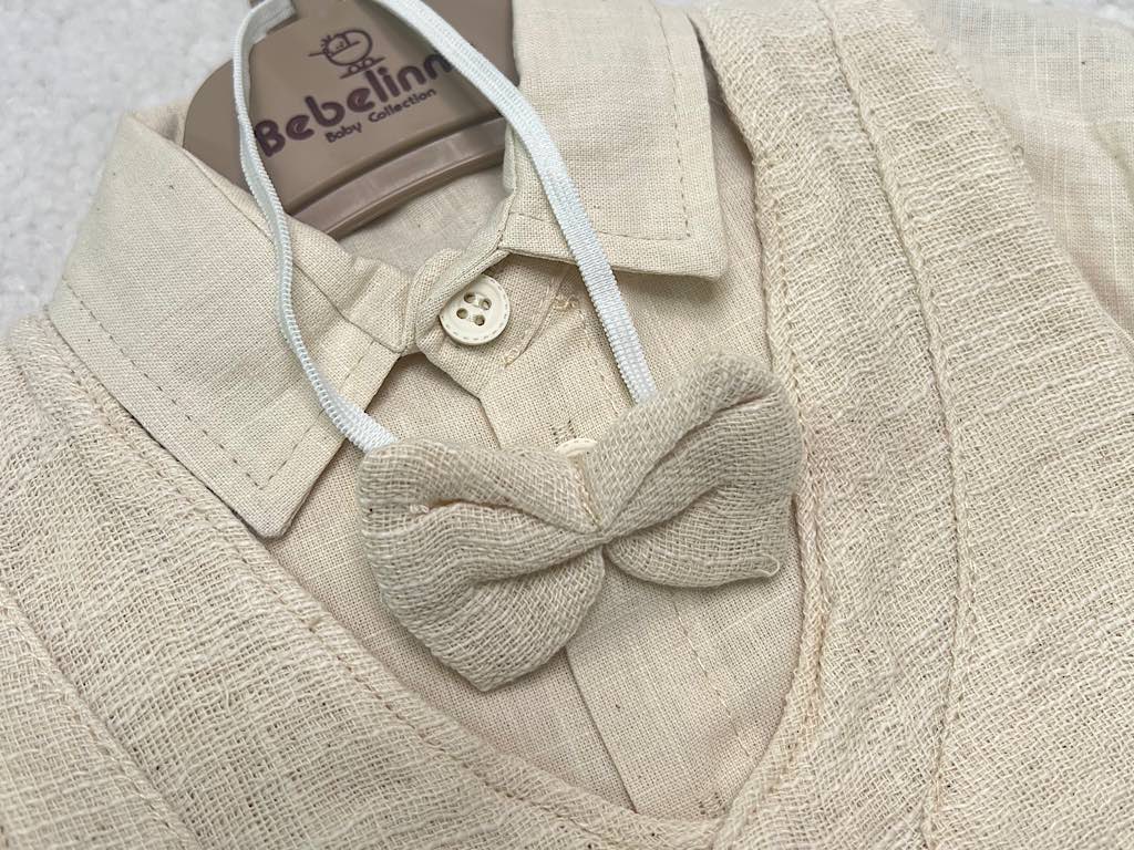 ست مجلسی شومیز و شلوار و جلیقه با پاپیون نوزادی bebelinna ترکیه