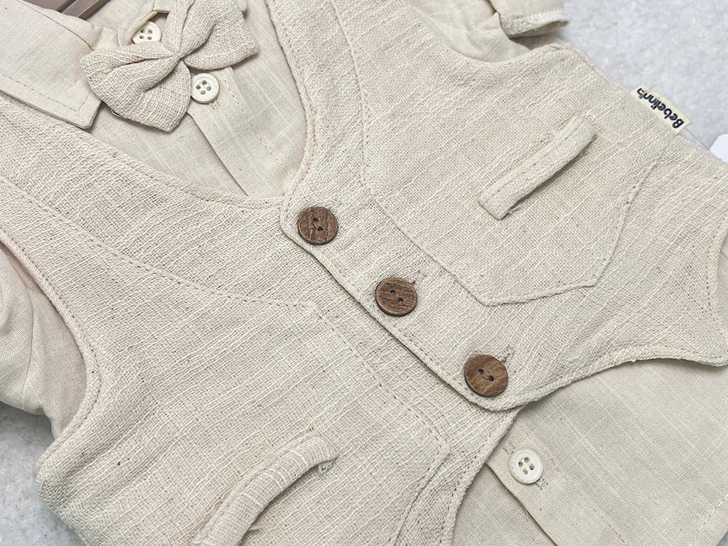 ست مجلسی شومیز و شلوار و جلیقه با پاپیون نوزادی bebelinna ترکیه