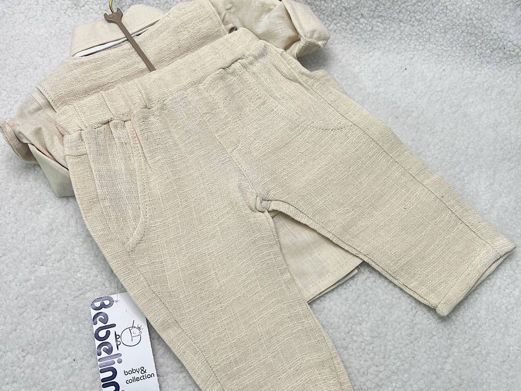 ست مجلسی شومیز و شلوار و جلیقه با پاپیون نوزادی bebelinna ترکیه