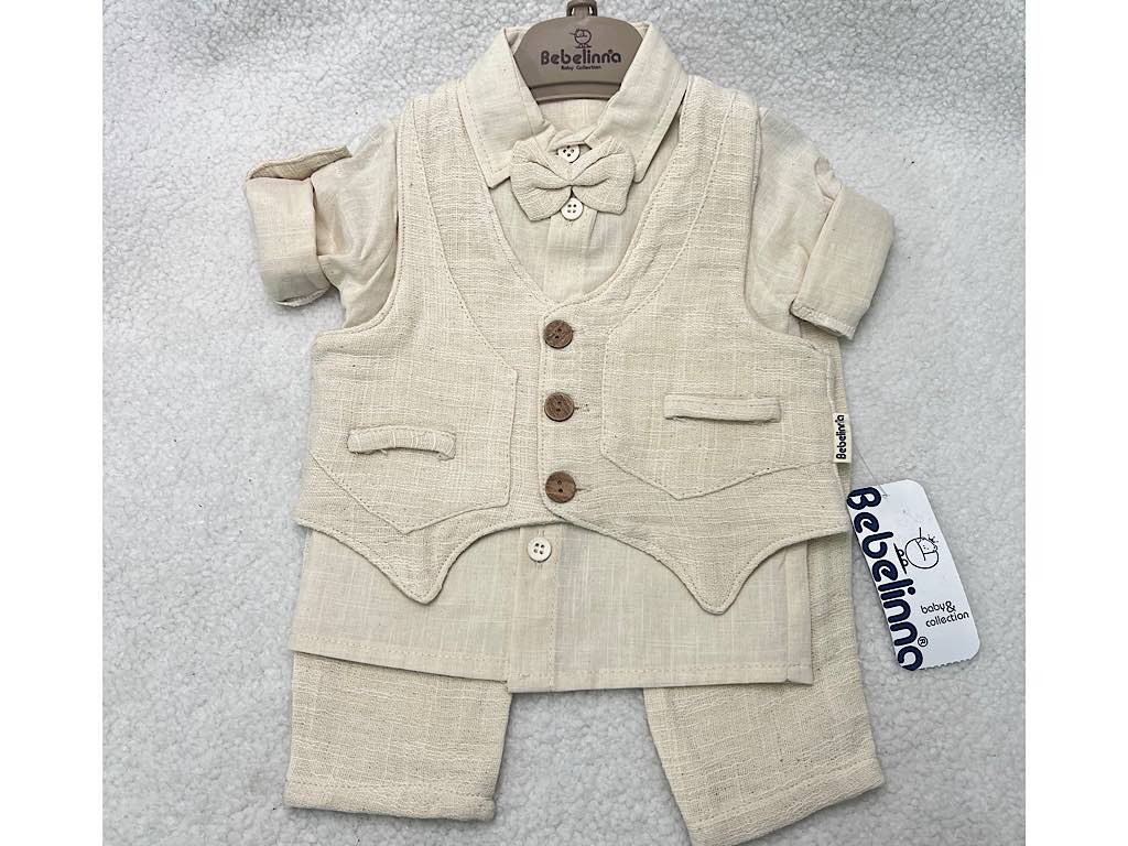 ست مجلسی شومیز و شلوار و جلیقه با پاپیون نوزادی bebelinna ترکیه