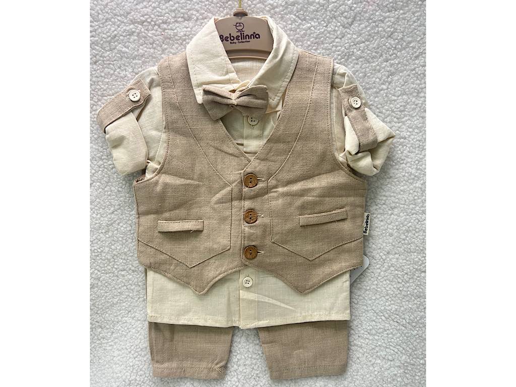 ست مجلسی شومیز و شلوار و جلیقه با پاپیون نوزادی bebelinna ترکیه