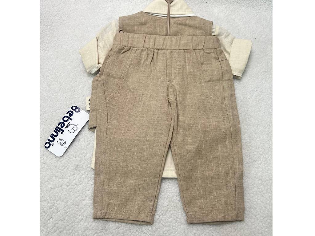 ست مجلسی شومیز و شلوار و جلیقه با پاپیون نوزادی bebelinna ترکیه